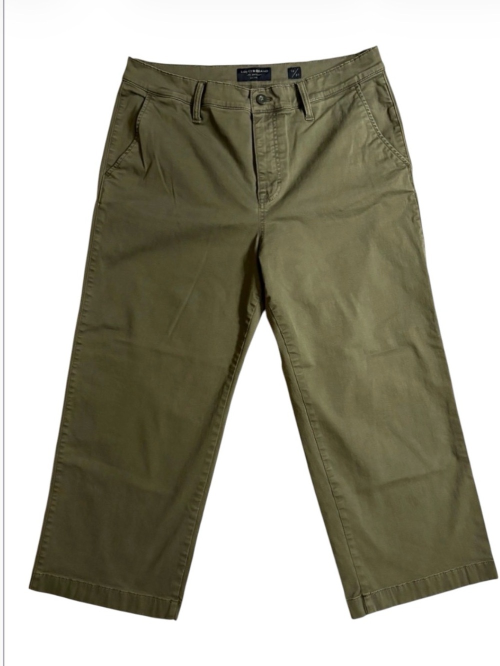 NWOT Lucky Brans Women’s Mid-Rise, Cropped Wide-Leg Pants Size 12 Olive Green